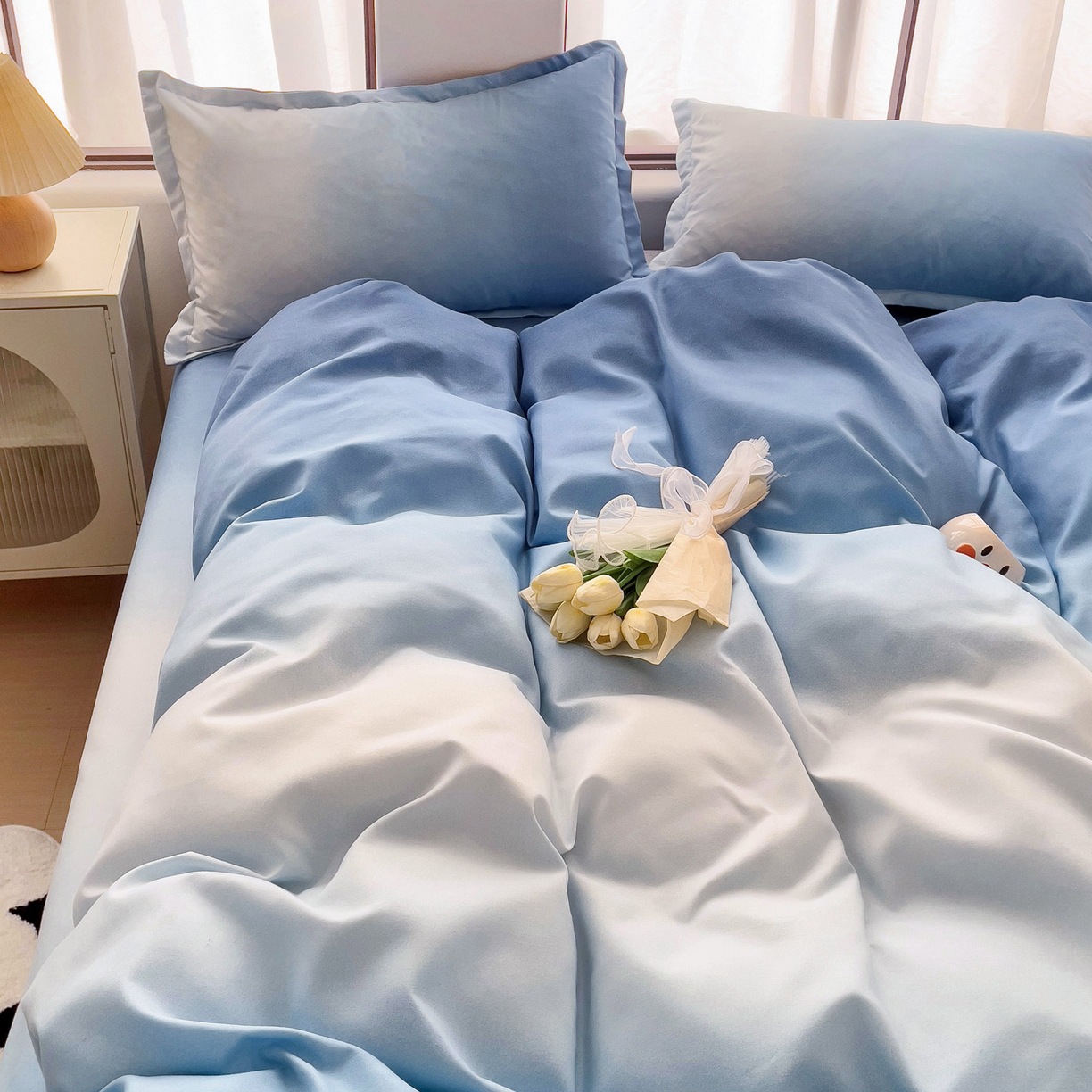 ins dormir desnudo cuatro piezas de sábanas de algodón imitación cubierta madre y bebé clase A dormitorio tres piezas de ropa de cama regalo