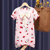 Children's pijama, thin cartoon skirt, with short sleeve, Korean style, suitable for teen