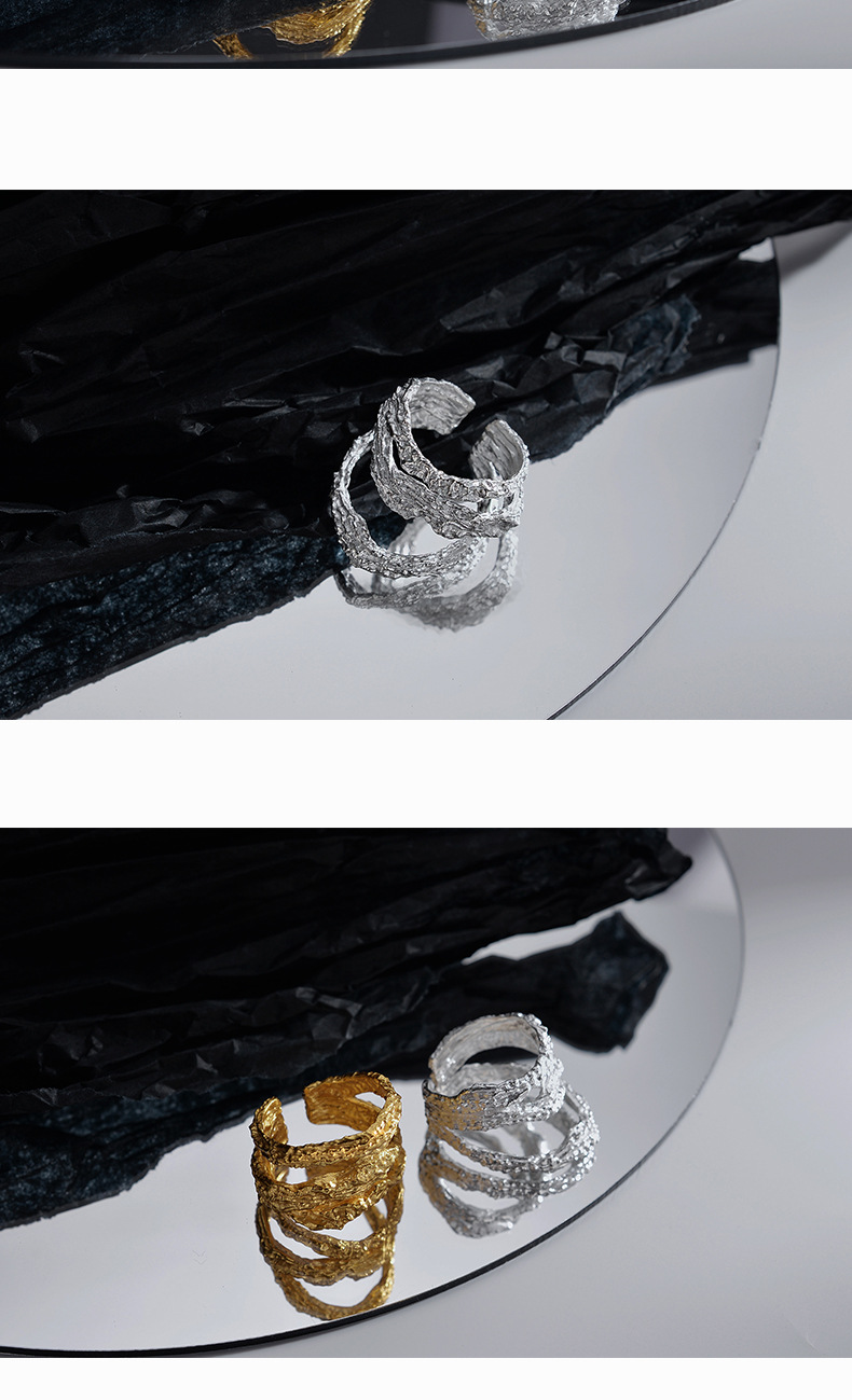 Fashion Solid Color Silver Hollow Out Open Ring 1 Piece