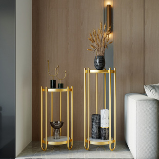 Nordic Light Luxury Rock Plate Flower Rack Balcony Storage Rack Golden Decoration Living Room Simple Flower Pot Shelf Floor-standing Flower Table
