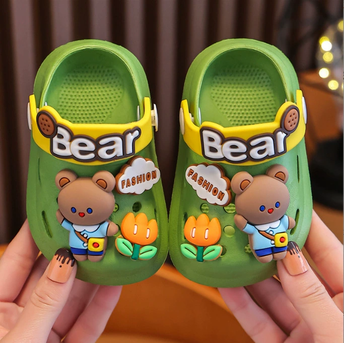 Детские сандалии для девочек, летние детские туфли с закрытым носком и мягким дном для дома, Нескользящие туфли с мультяшным рисунком для мальчиков
