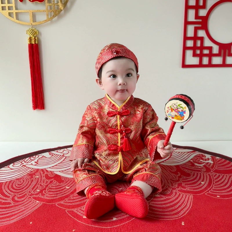 Детский одногодичный костюм для захвата недели для мальчиков и девочек, костюм Тан с полной луной на сто дней, одежда в китайском стиле