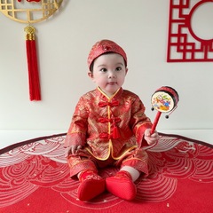 Baby's first birthday ceremonial attire set for boys and girls, 100-day celebration traditional Chinese dress with Tang-style, Chinese cultural fashion clothing