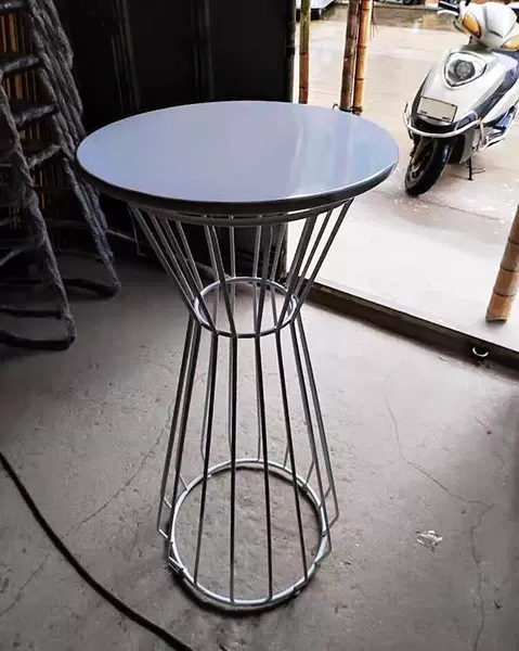 QJ-ST055B Nordic Creative Bar Counter Table for Cafes and Milk Tea Shops, Simple Outdoor Metal Round Bar Table
