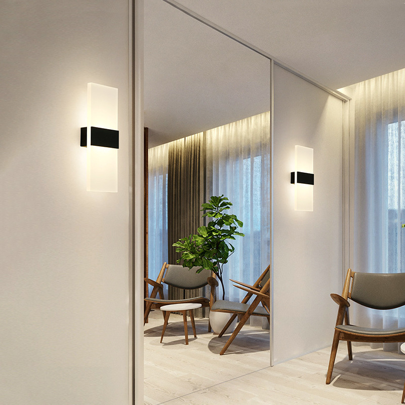 Lámpara de pared para sala de estar LED moderno y simple hotel dormitorio pasillo escalera entrada Zhongshan luz de lujo junto a la cama lámpara de pared