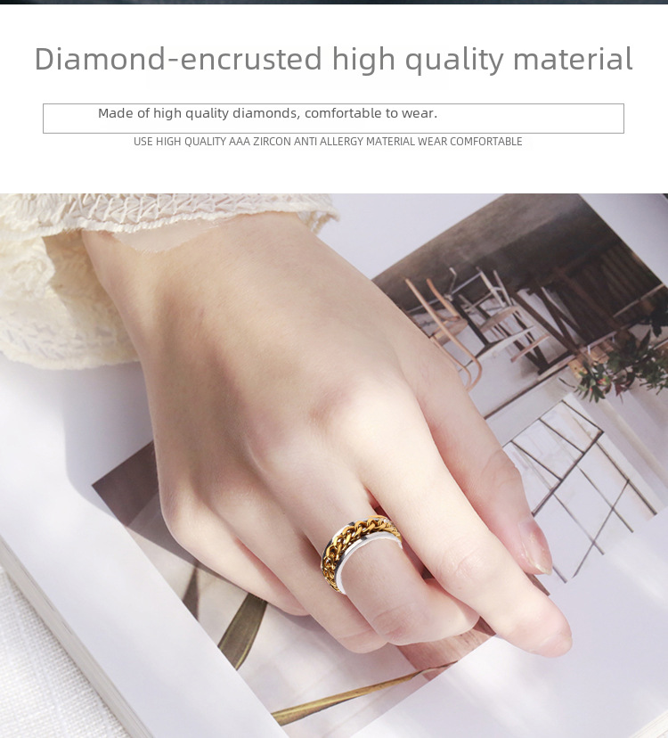 Accessori alla moda in acciaio al titanio caldo, anello a catena girevole in acciaio inossidabile per l'apertura delle bottiglie, anello girevole alla moda per l'apertura delle bottiglie da uomo_voghion.com