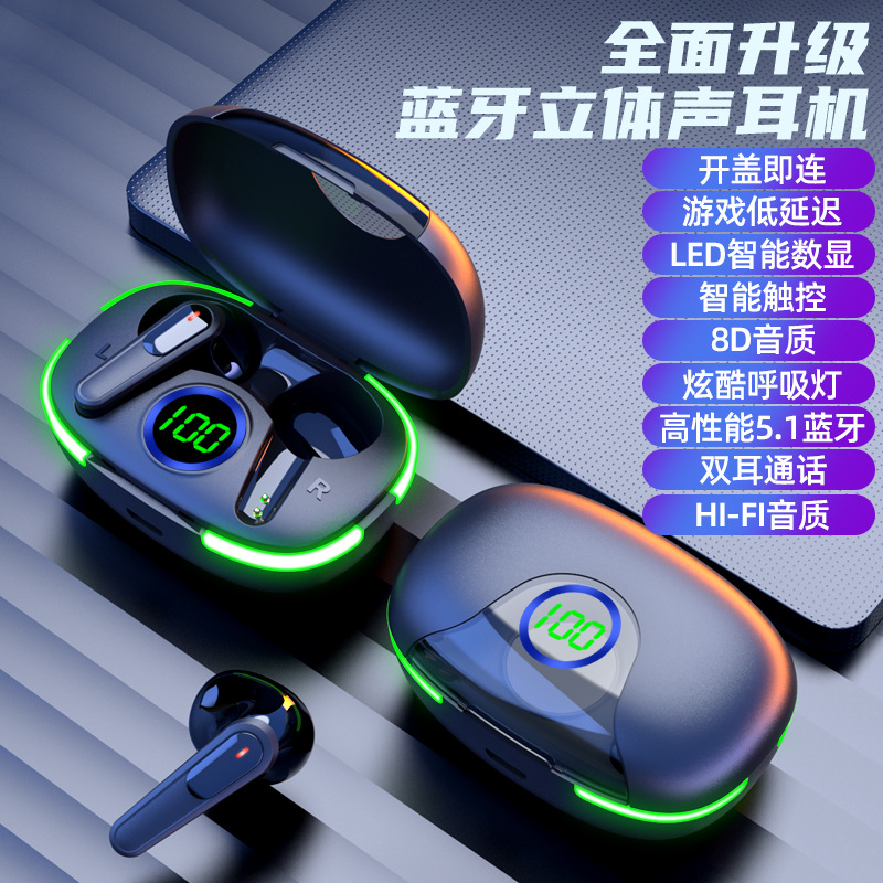 Nuevo auricular inalámbrico PRO80 transfronterizo LED pantalla digital inteligente cubierta abierta incluso juego de baja latencia entrega de una sola pieza
