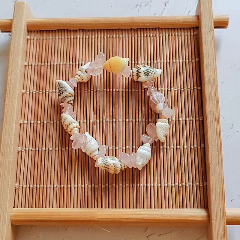 European and American Cross-Border Amazon Hot-Selling Natural Stone Bracelets with Amethyst, Pink Quartz, Strawberry Quartz, and Conch Shell for Live Streaming Wholesale