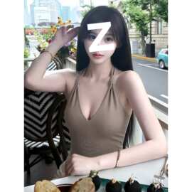 性感风V领挂脖吊带背心女上衣女2026新款夏美式修身显瘦气质上衣