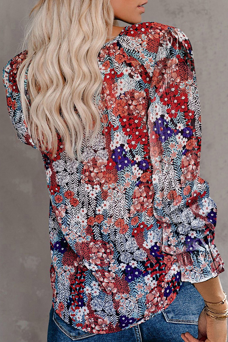 Printing Design Casual Style Wholesale Women's Casual Printing Long Sleeve Printing Blouses