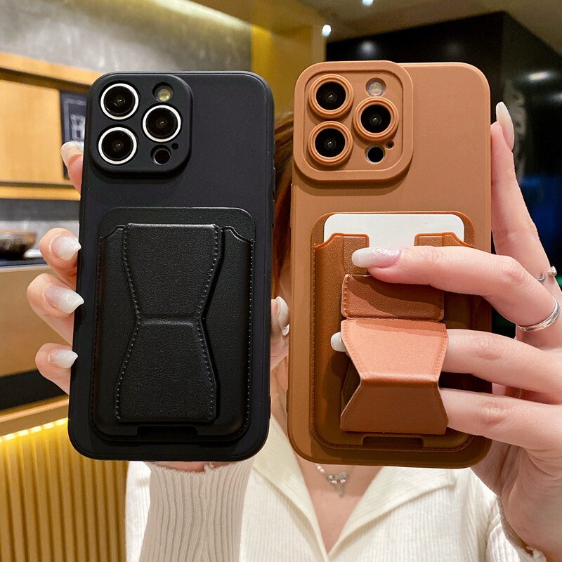 Suitable for Vivo Y500 Trendy Brand Phone Case S50 Simple Solid Color V70Fe Invisible Stand Foldable Card Holder Wallet