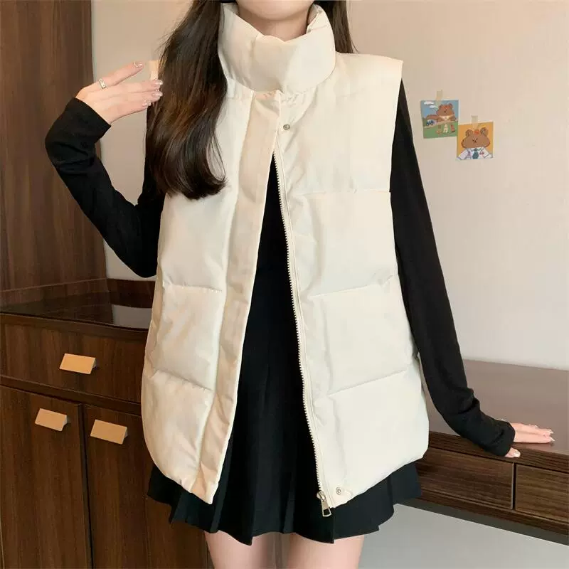 跨境[ 80-200斤胖MM羽绒棉服马甲女秋短款百搭新款小坎肩外穿背心