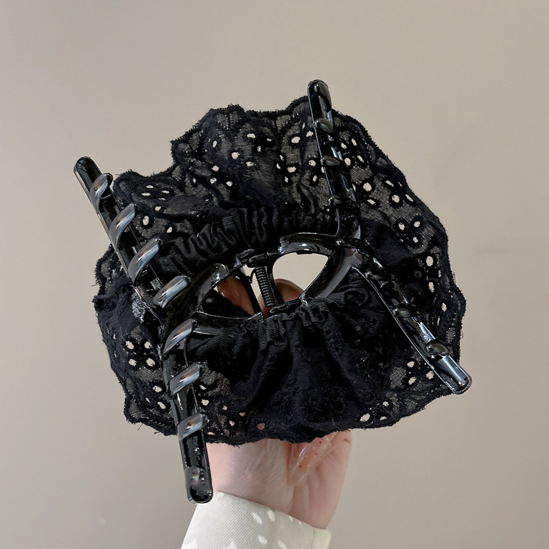 Flores de encaje temperamento gran clip de cabello para mujeres 2025 nuevo estilo de alta sensación detrás de la cabeza clip de cabello de pesca adornamiento para el cabello