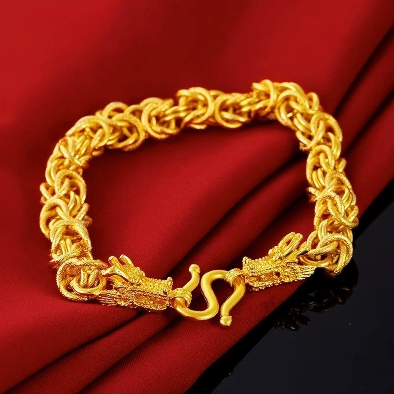 Мужской браслет оптом, толстая цепочка с широкими звеньями, имитация золотого покрытия, стильный, ажурный, в стиле «босс»