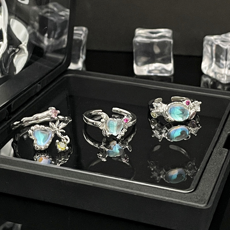 10g Weight Artificial Gemstones Inlay Material Open Rings Classification 1 Piece Quantity Casual Occasion Copper Material Heart Shape, Bow Knot Pattern Women's Gender Inlay Design Lady Style Copper Lady Inlay Heart Shape Bow Knot Artificial Gemstones Open Rings 2
