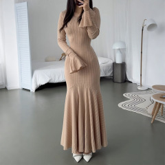 凯阔欧美气质优雅风修身毛衣长裙子连衣裙女装2025秋亚马逊独立站