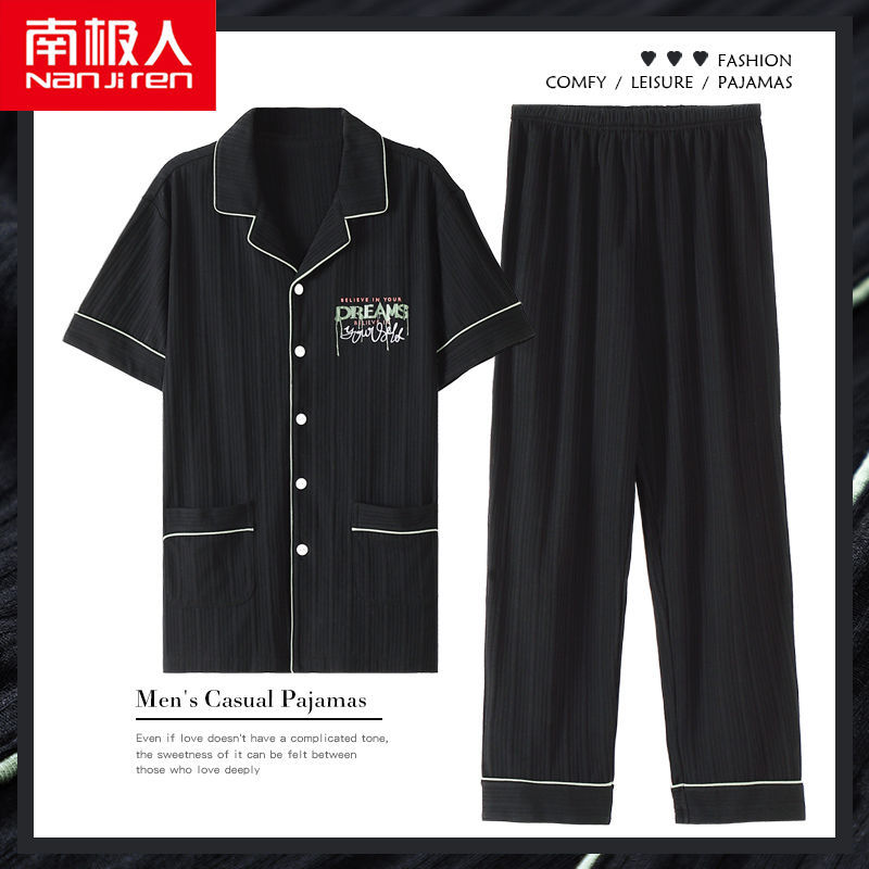 Pijama de algodón 100% de pareja pantalones de manga corta de primavera y verano para hombres ropa de algodón delgada para mujer de verano