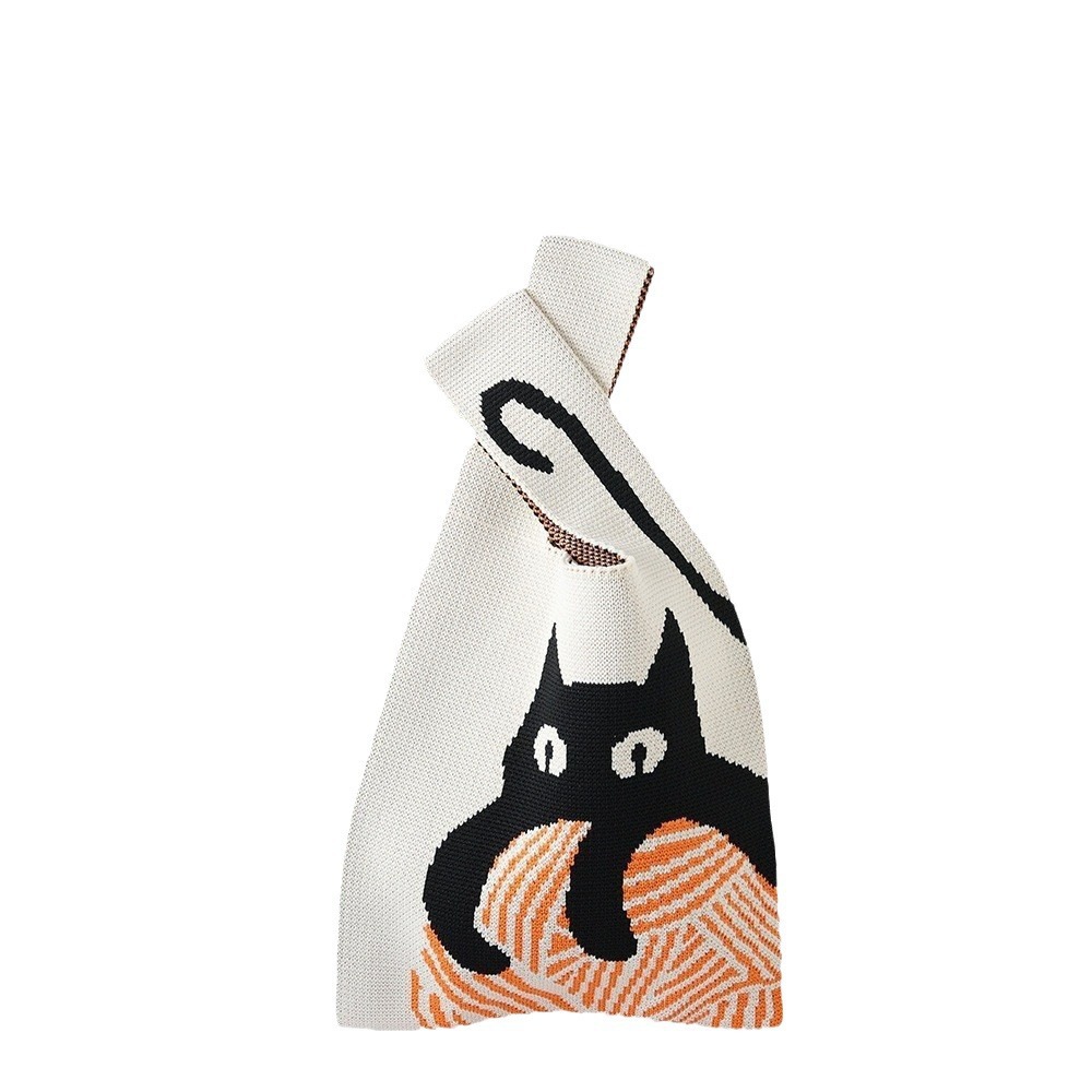 Gestrickte Geschenktasche, Großhandel, Garn-Lunchbox, tragbare Tasche, modisches Design mit niedlichem Blumenmuster_voghion.com