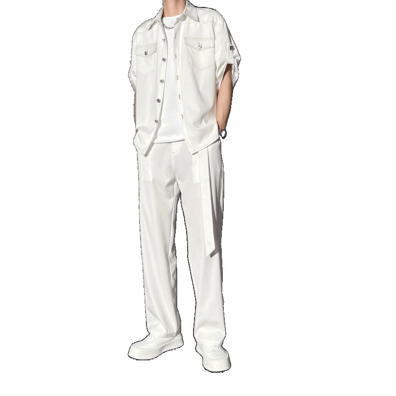 Ryder's Matching Fashion Soft Denim suit 2025 Summer Men's Thin Short-sleeved Shirt Pants Three-piece Fashionable Suit
