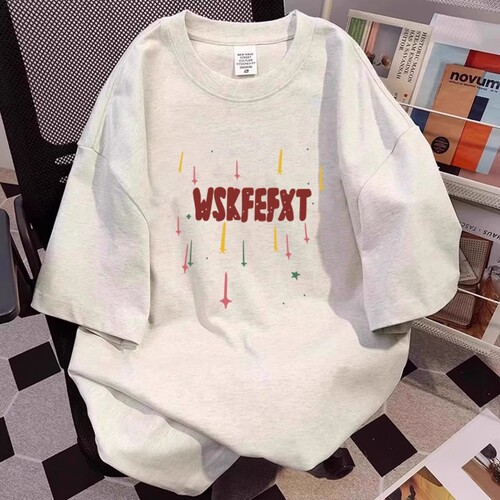 American retro fashion brand heavy cotton short-sleeved T-shirt men's letter print summer loose niche ins trend half-sleeves