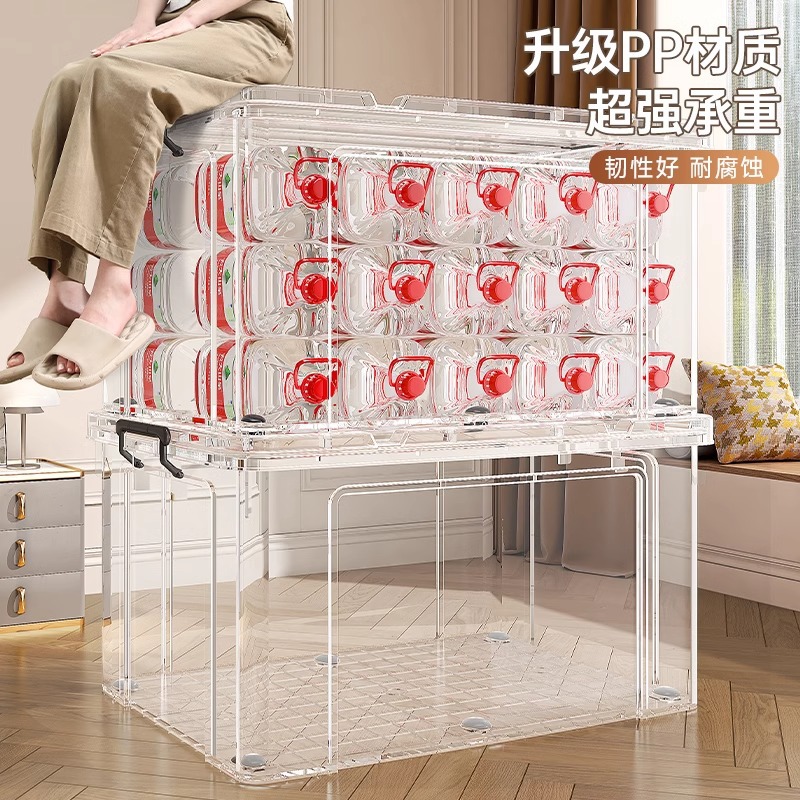 Caja de almacenamiento transparente de plástico de gran capacidad caja de almacenamiento súper grande ropa edredón caja de acabado de juguetes caja especial para el hogar
