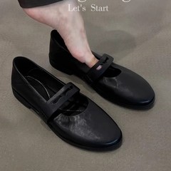 牛皮版~法式复古圆头玛丽珍鞋女平底新款百搭绝美不累脚浅口单鞋