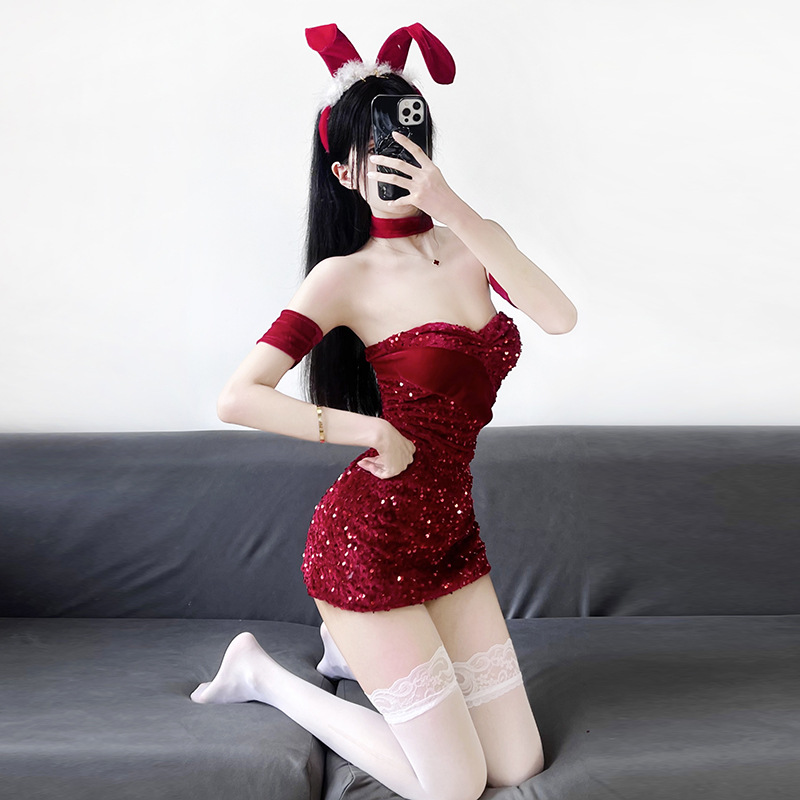 Christmas costume, battle robe, New Year's fun, sexy lingerie set, uniform, seductive spicy girl, Halloween strapless_voghion.com