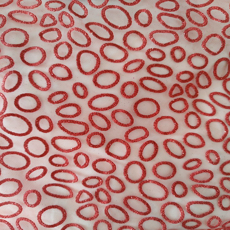 圣诞面料 印金涤纶网布 涤纶网布洒金面料 女童连衣裙面料