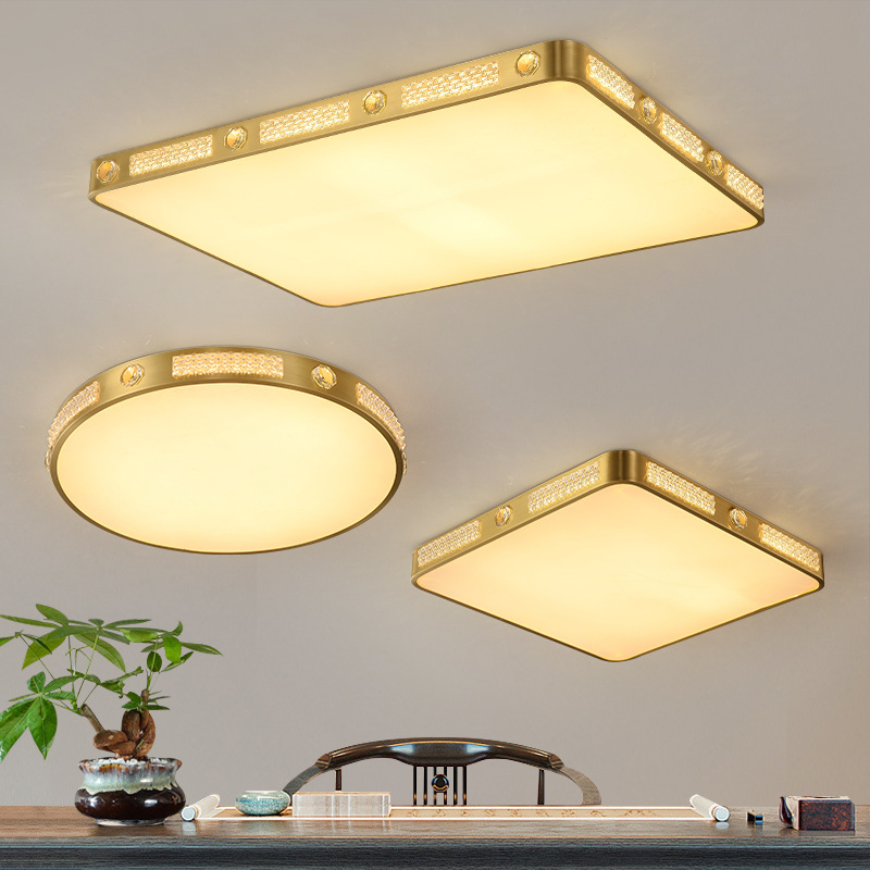 Chinese Style Full Copper Ceiling Lamp,Simple Modern Master Bedroom Lamp,Nordic Light Luxury Internet Celebrity Room Creative Ceiling Lamp