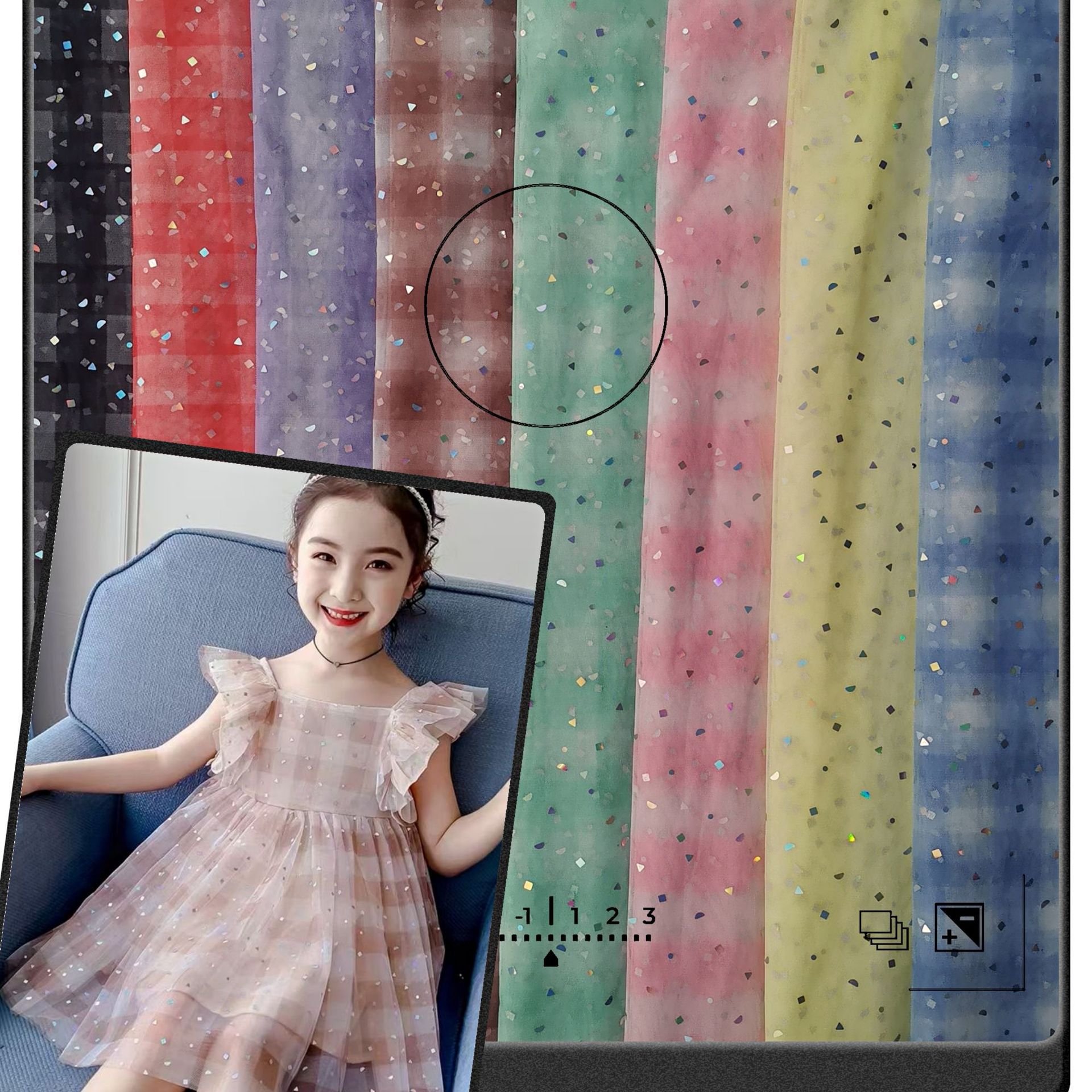 春夏热销款~涤无弹30D复丝网网纱3公分棋盘格印花冲片 童装等面料