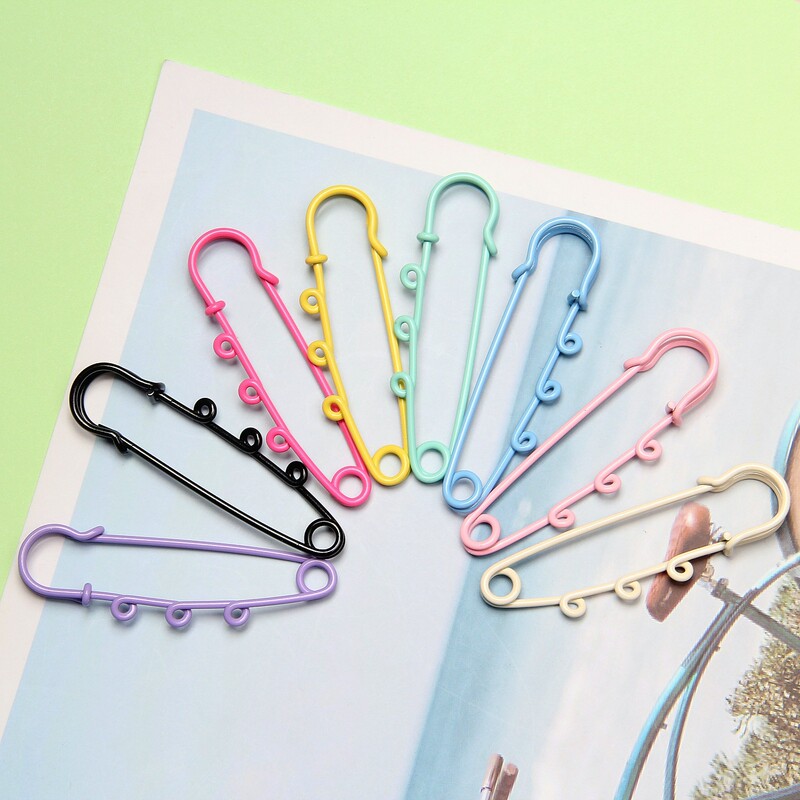 6cm three-hole paint safety pin candy color waist buckle dopamine pin chest pin buckle diy jewelry accessories