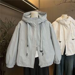 韩系连帽抽绳工装冲锋衣女春季2025新款小众宽松休闲夹克外套
