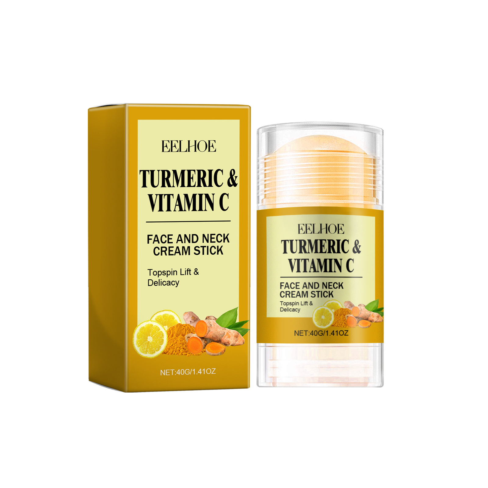 Bâton de crème pour le cou et le visage au curcuma EELHOE pour soulever, raffermir, réduire les rides, soins du visage, hydrater et_voghion.com