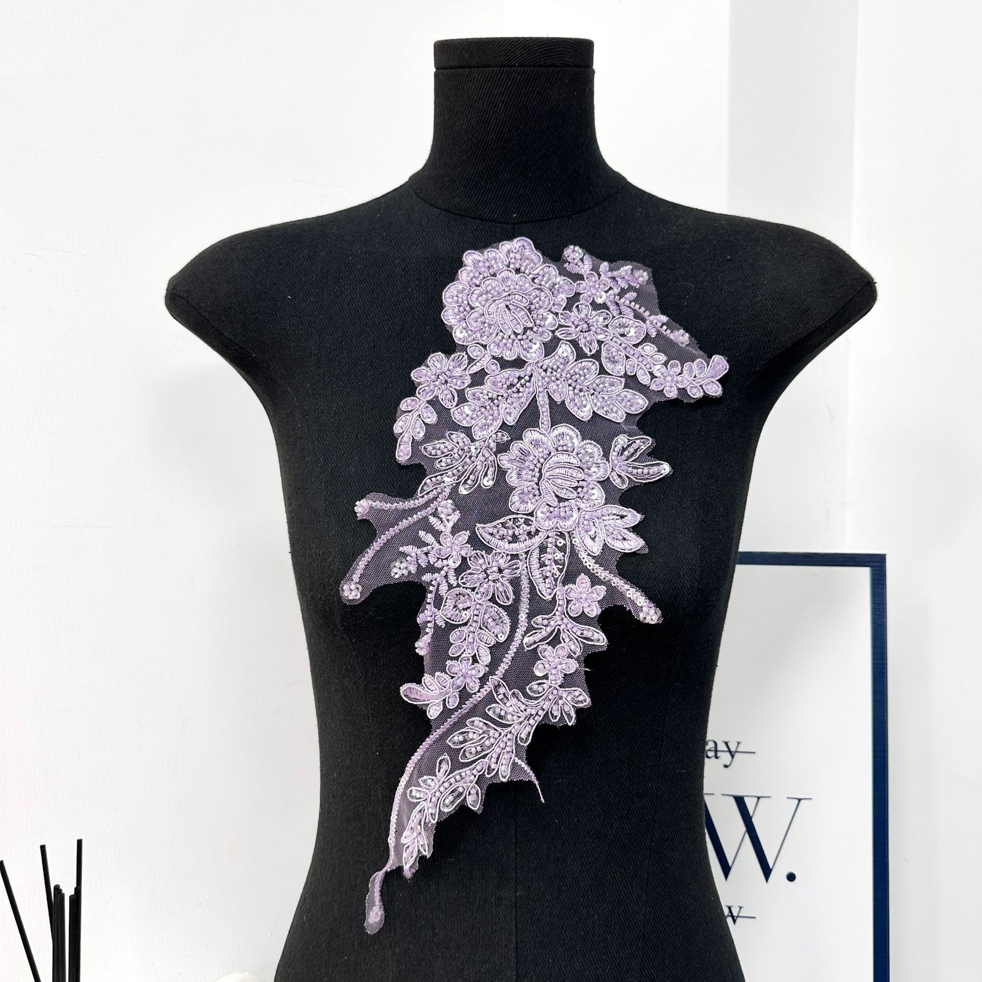 Sequinilla bordada tela de encaje flor de ciruela perlas decoración vestido de boda vestido cheongsam accesorios de decoración de ropa image 8