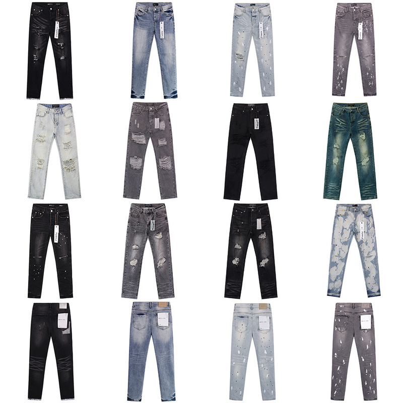 Purple Brand Jeans Mid-Waist Slim Fit Washed Pants Classic Versatile Casual Trendy Brand Bf Men's Long Pants