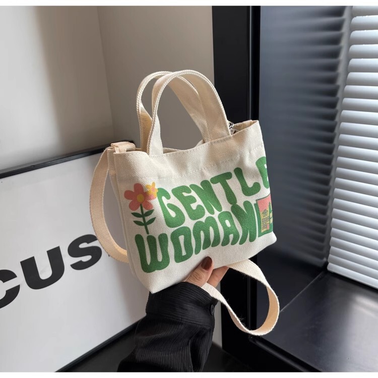 New Mini Portable Canvas Bag Women's Shoulder Handbag Ins All-match Casual Crossbody Handbag Mobile Phone Small Satchel