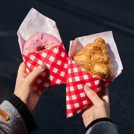食品级简约格纹一次性烘焙防油包装纸 三文治打包纸袋汉堡袋