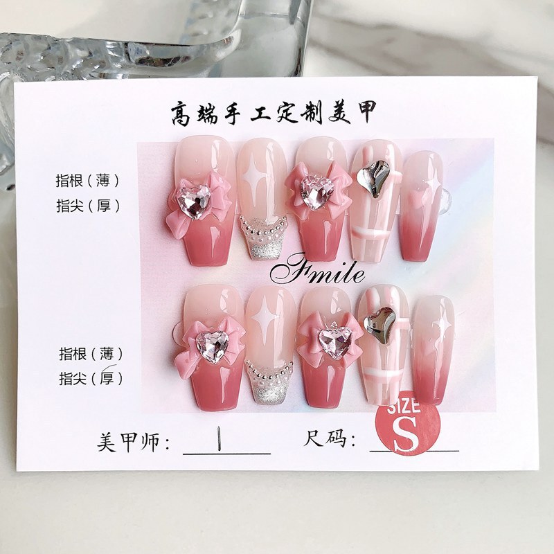 [purely Handmade Real Shot] Handmade Wearable Nails Internet Celebrity Manicure Rich Daughter Sweetheart Bow Nail Patch