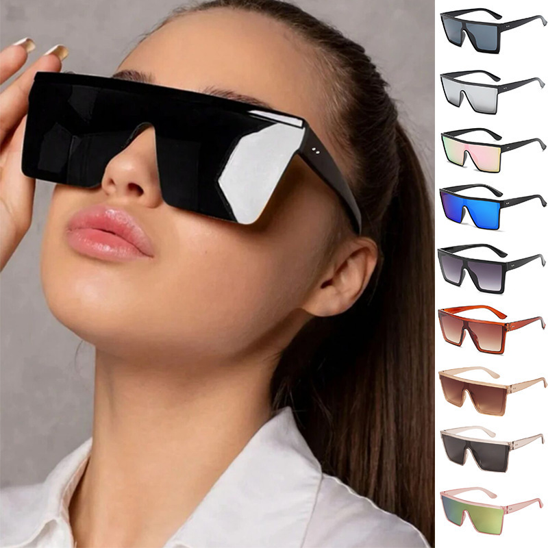 Cross-Border Square Frame European and American Fashion Trendy Sunglasses for Cycling and Driving Ins Punk Sun Protection Sunshade One-Piece Sunglasses