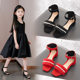Girls' Sandals Summer 2024 New Fashion Korean Style Open Toe High Heels for Middle School Children's Roman Shoes