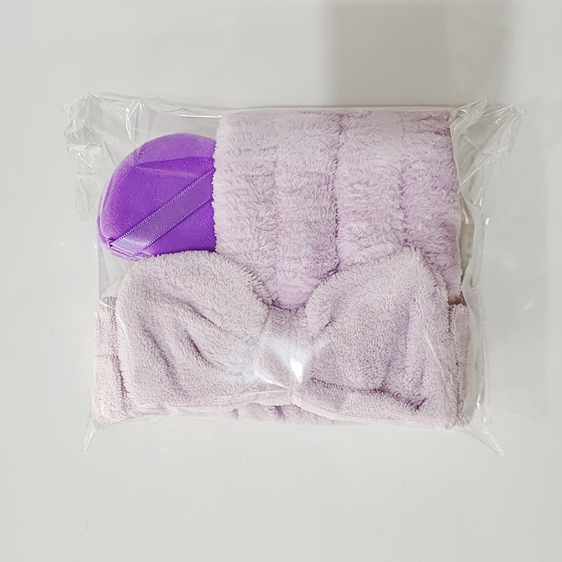 洗顔ヘアバンドセットパフ三角スポンジ手首バンドヘアバンドヘアバンドギフトボックスヘアバンド化粧クロスボーダー|undefined