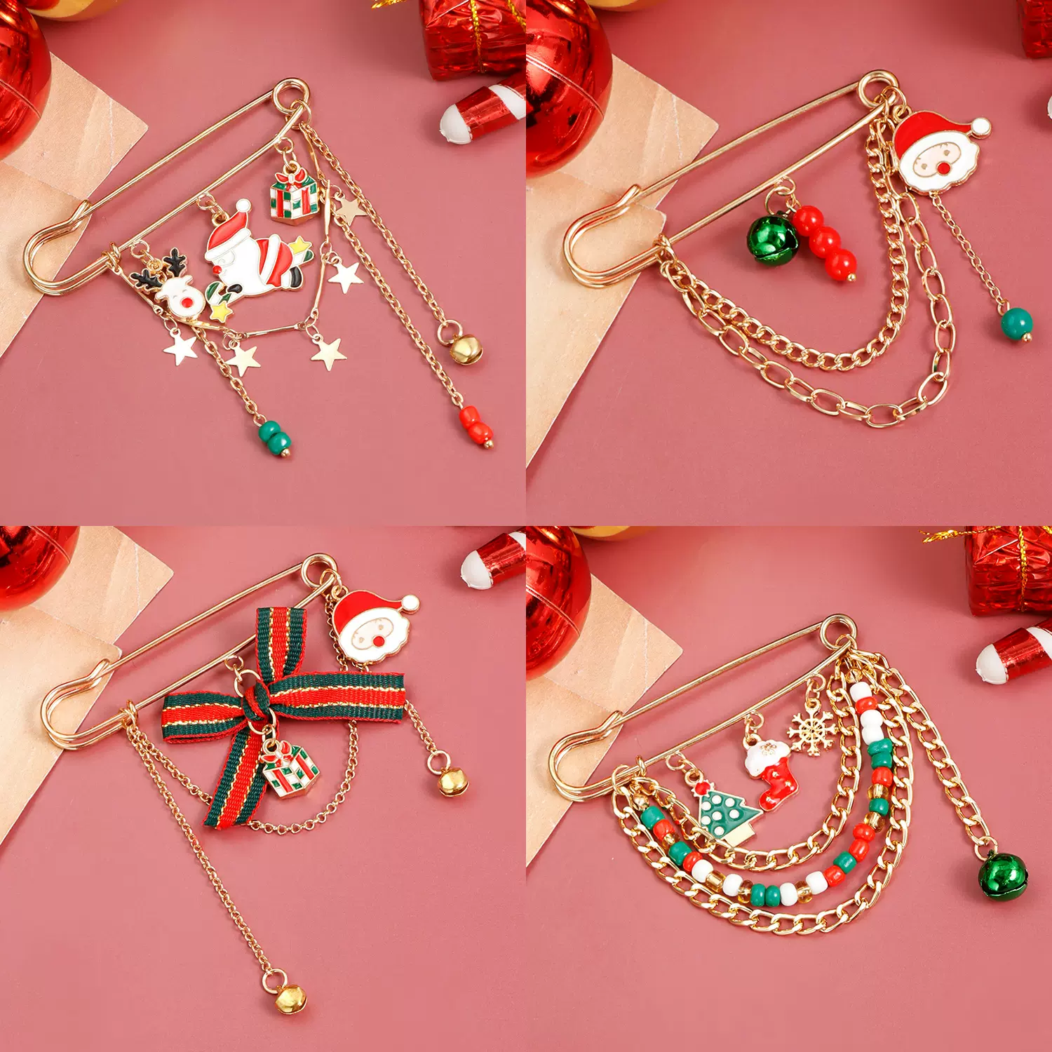 欧美跨境饰品圣诞节元素胸针衣饰女卡通老人创意新年礼品别针配饰