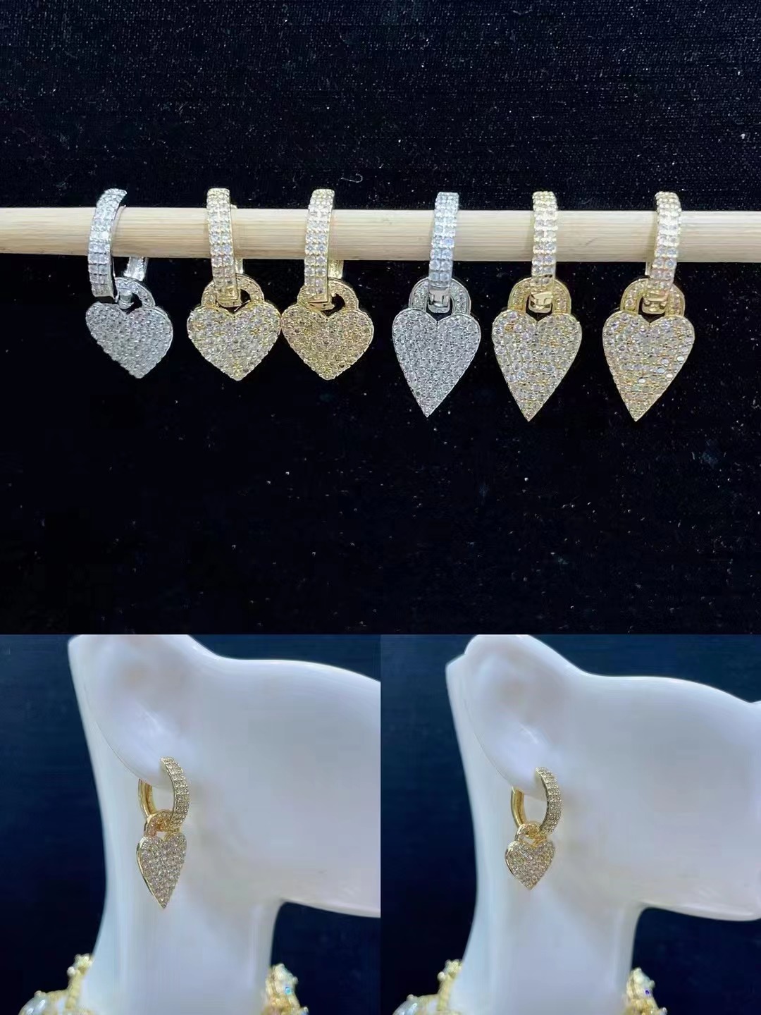 Heart Shape Pattern Women'S Gender Fashion Heart Shape Copper Plating Zircon Dangling Earrings 1 Pair