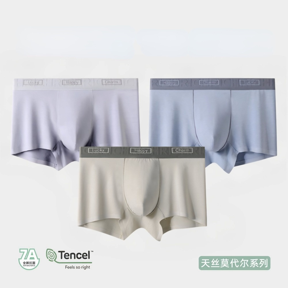 Modal Men's Underwear, Mid-Waist, Antibacterial, Pure Cotton Crotch, Breathable Boxer Briefs, Factory Direct Supply for Boys