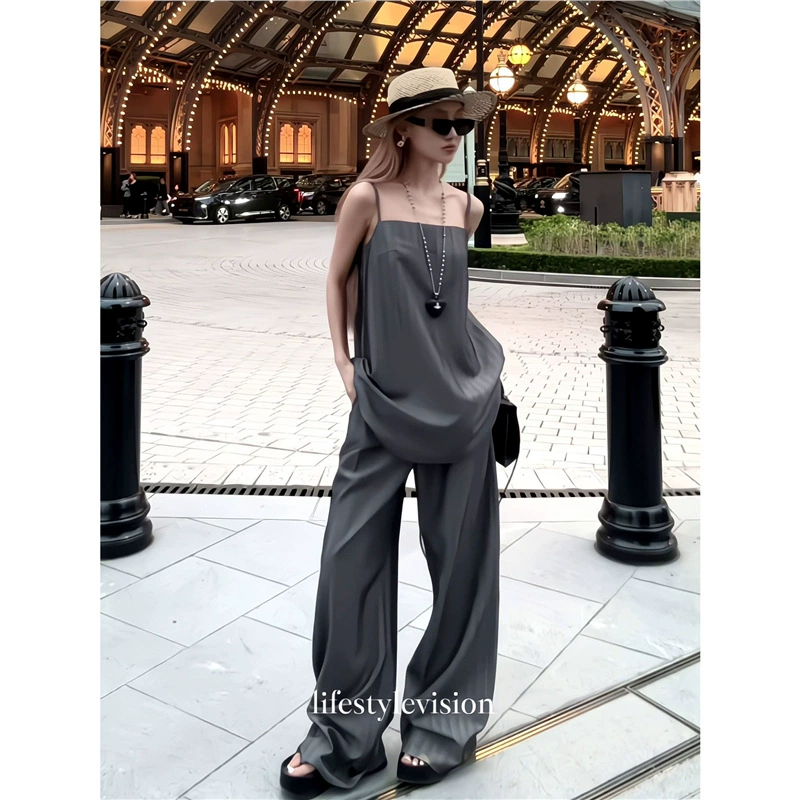 Classic suit jacket, set, top with cups sleevless, loose fit