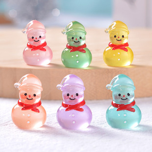 Christmas Cross-Border Cute Luminous Little Snowman Micro Landscape Snow Scene Small Ornaments Luminous Snowman Desktop Decoration Accessories
