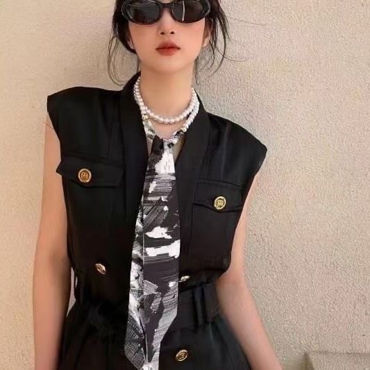 法式复古春夏珍珠项链女款2024新款丝巾锁骨链绑发带轻奢小众颈链|undefined