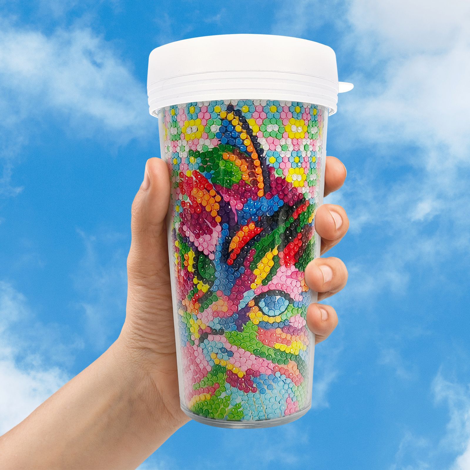 Pintura de diamantes alrededor de la nueva pintura de diamantes DIY taza de agua de diamante completo pegatinas artesanales de dibujos animados botella de agua de doble capa