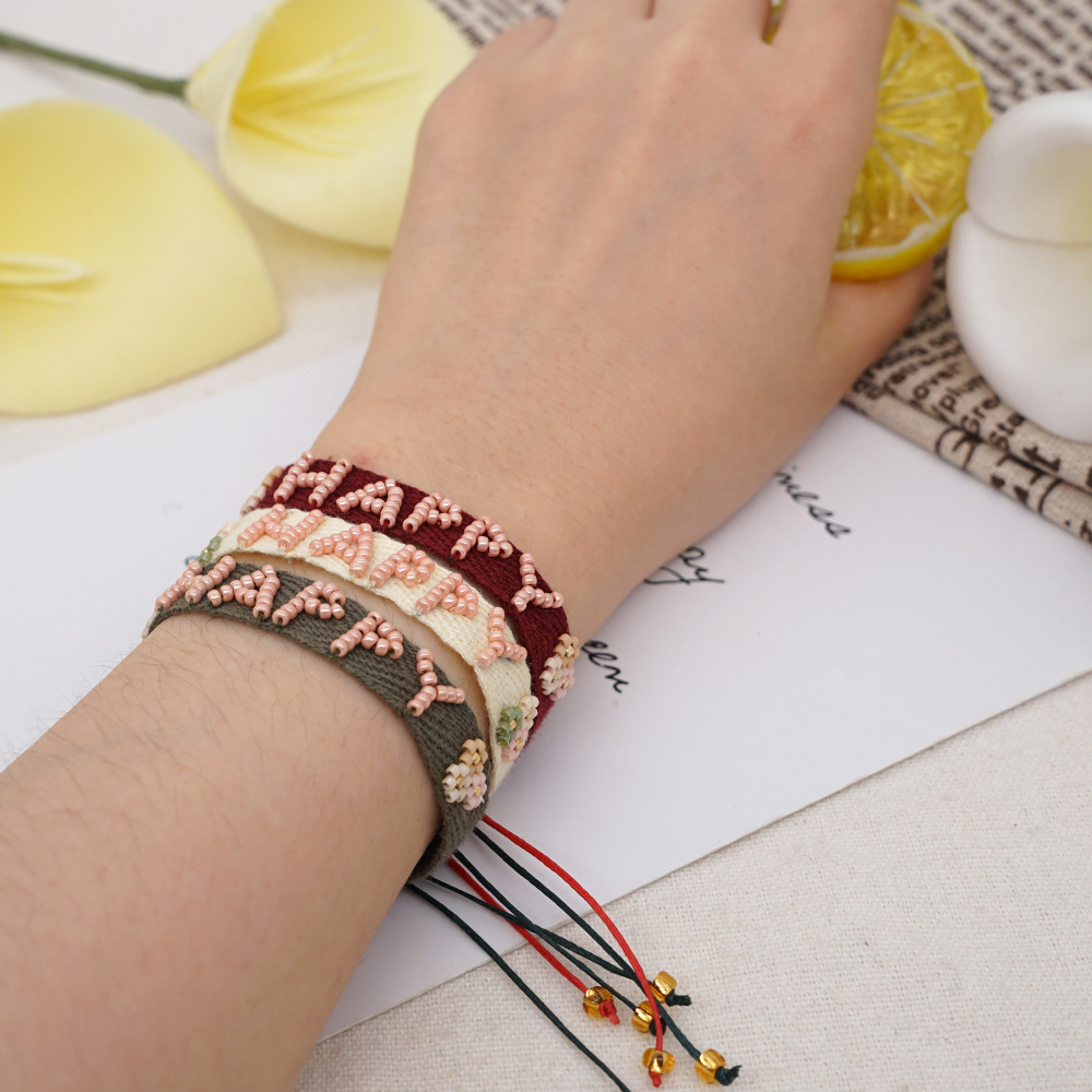 Ethnic Style Letter Fabric Beaded Braid Womenu0027S Bracelets 1 Piece