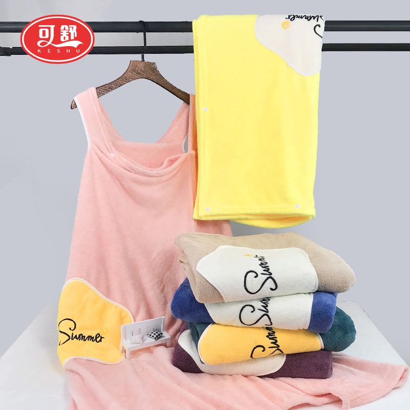 (2개) 다양한 산호 양털 목욕 치마 두꺼운 물 흡수성 빠른 건조 목욕 타월 4 계절 성인 슬링 목욕 가운을 입고 초대형